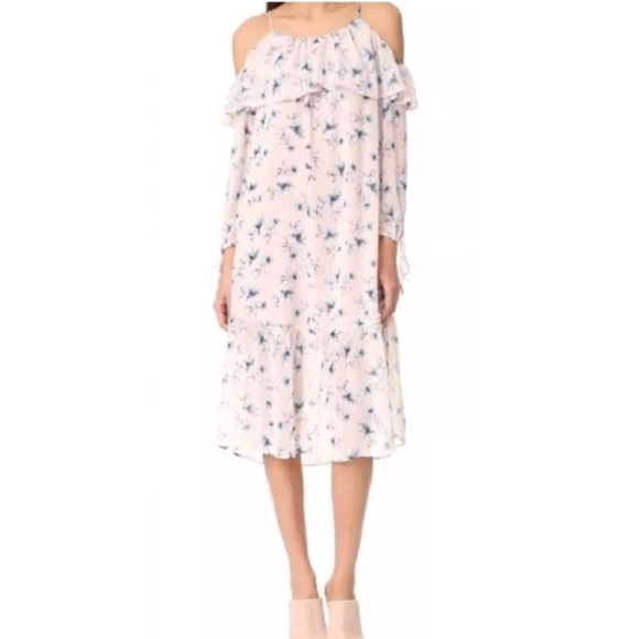 Moon River Dresses & Skirts - Moon River Cold Shoulder Floral Print Pink Dress